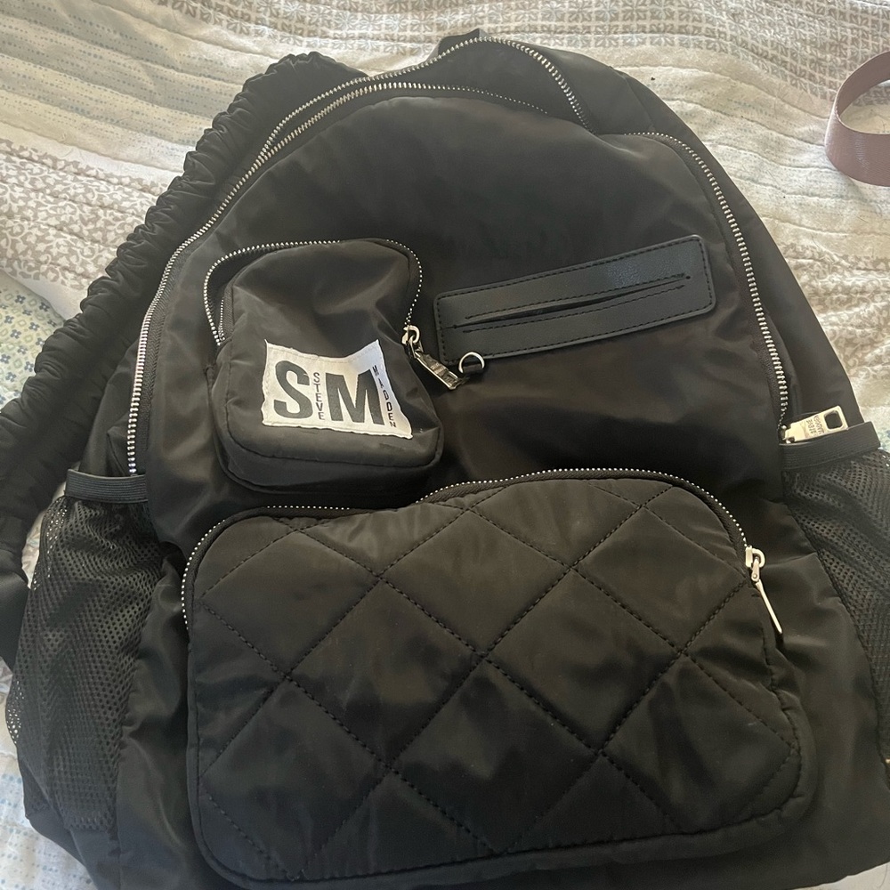 Steve Madden Quilted Black Backpack